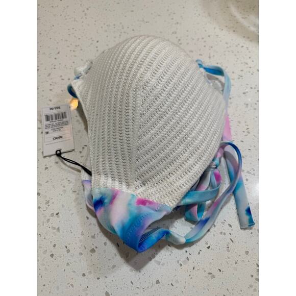 shade & shore white with blue and pink nwt light lift swim bikini top  size 38DD - Picture 5 of 6